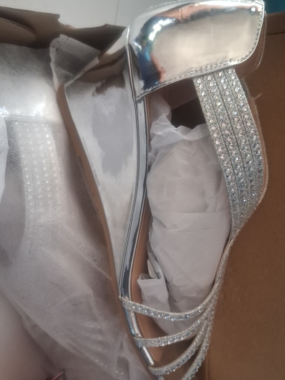 Silver Strappy Rhinestone High Heel Sandals for Women